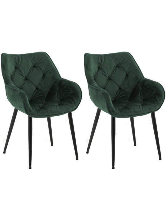 Lot de 2 chaises Tanna velours, vert