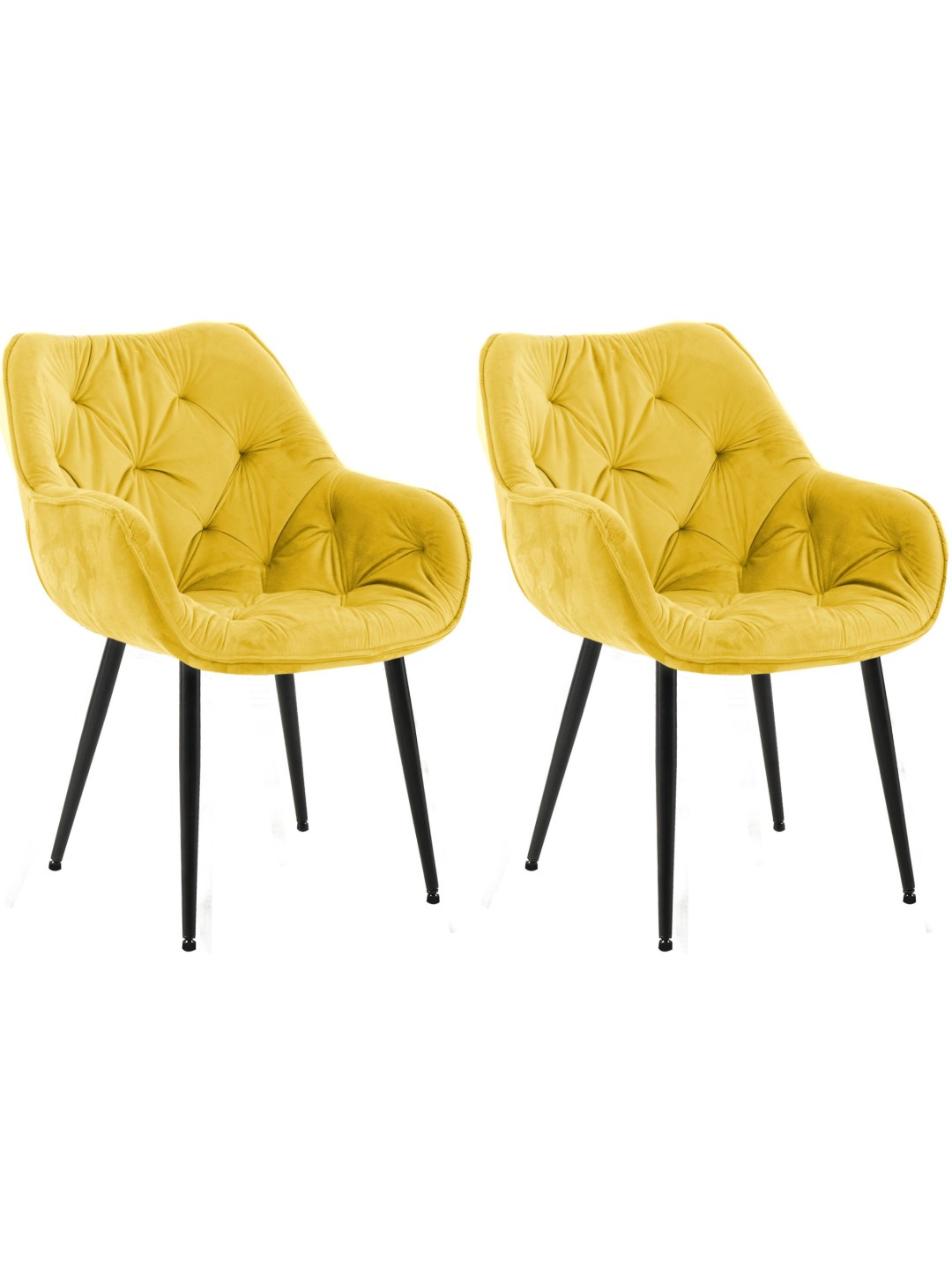 Lot de 2 chaises Tanna velours, jaune