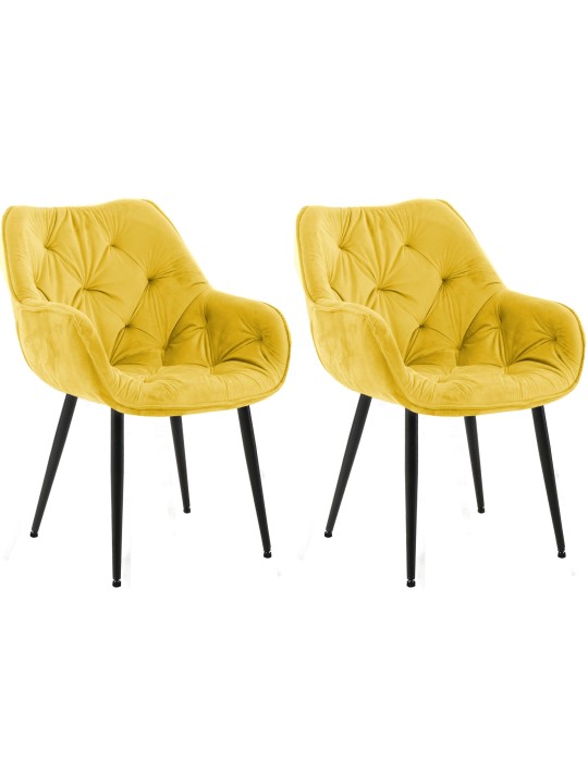 Lot de 2 chaises Tanna velours, jaune