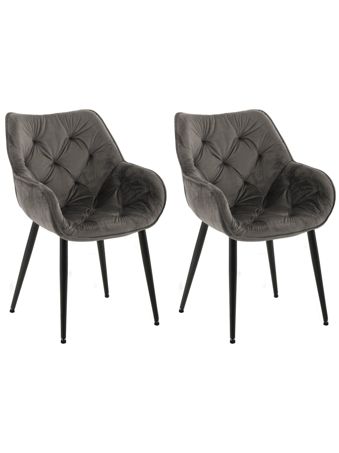Lot de 2 chaises Tanna velours, anthracite