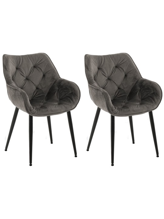 Lot de 2 chaises Tanna velours, anthracite