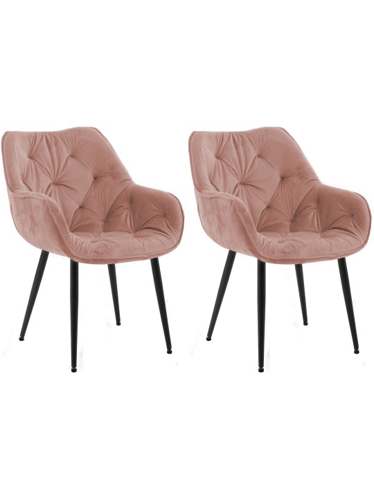 Lot de 2 chaises Tanna velours, rose