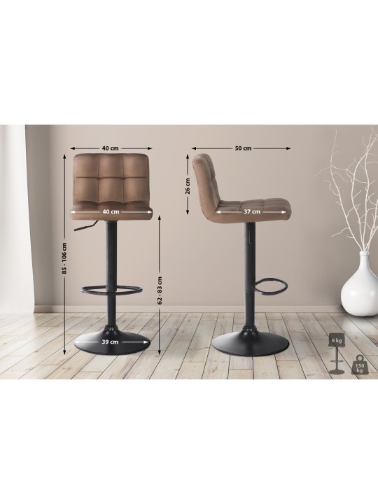 Tabouret de bar Feni velours, brun