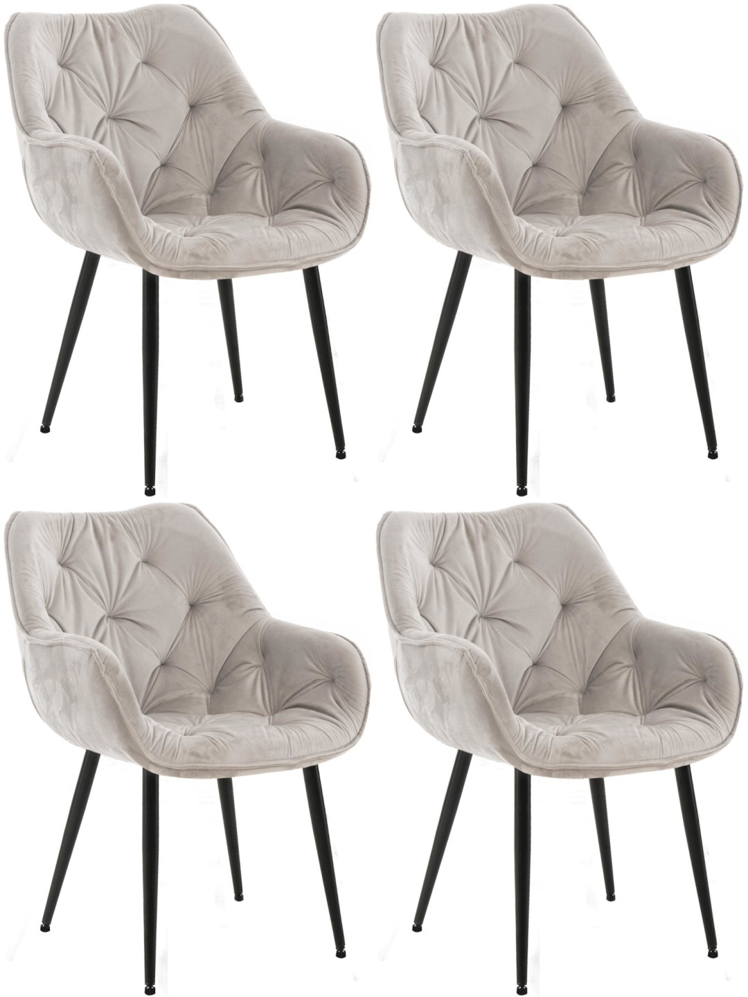 Lot de 4 chaises Tanna velours, gris