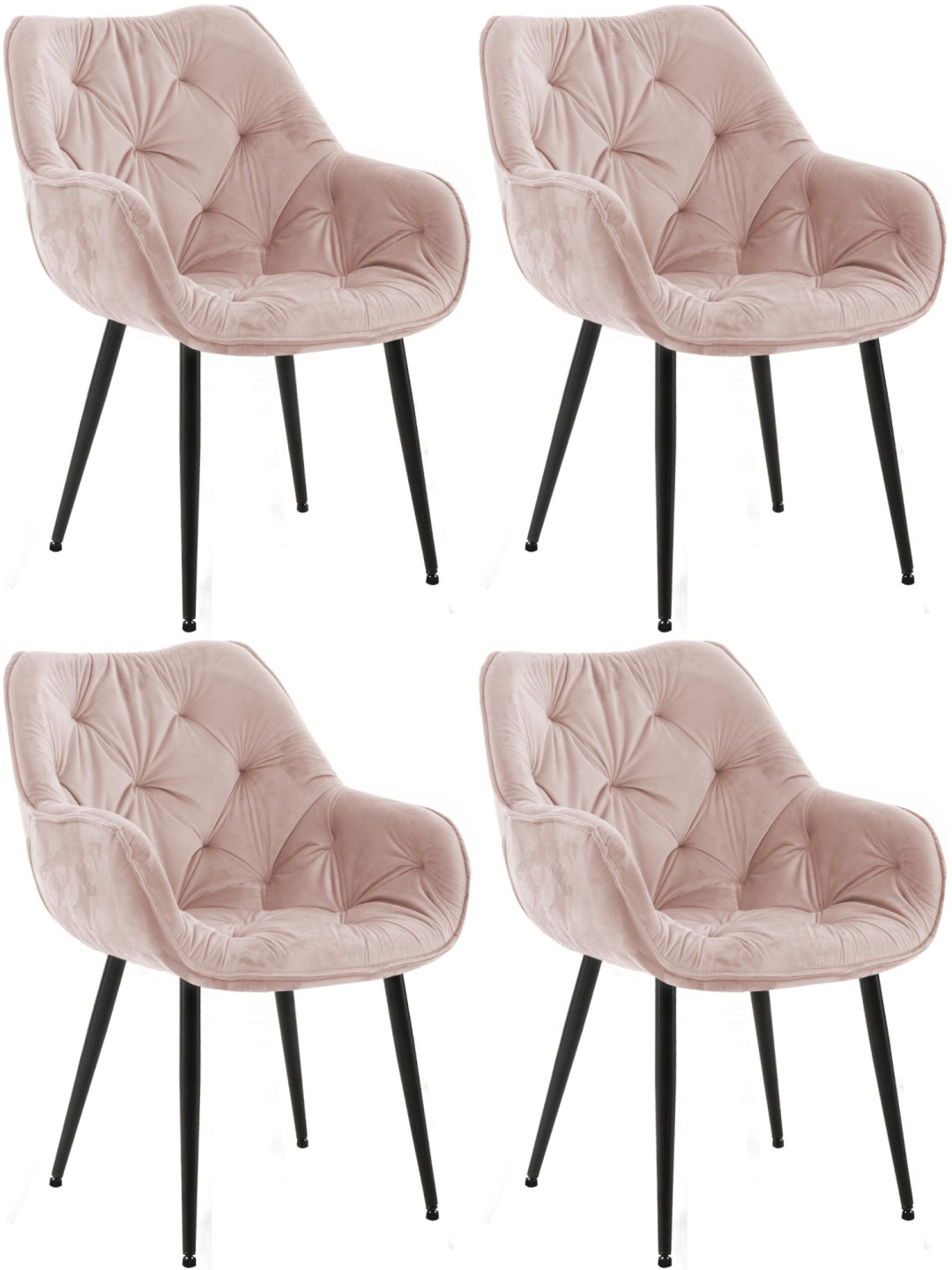 Lot de 4 chaises Tanna velours, rose