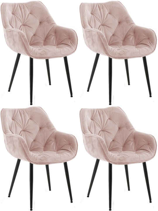 Lot de 4 chaises Tanna velours, rose Lot de 4 chaises Tanna velours, rose