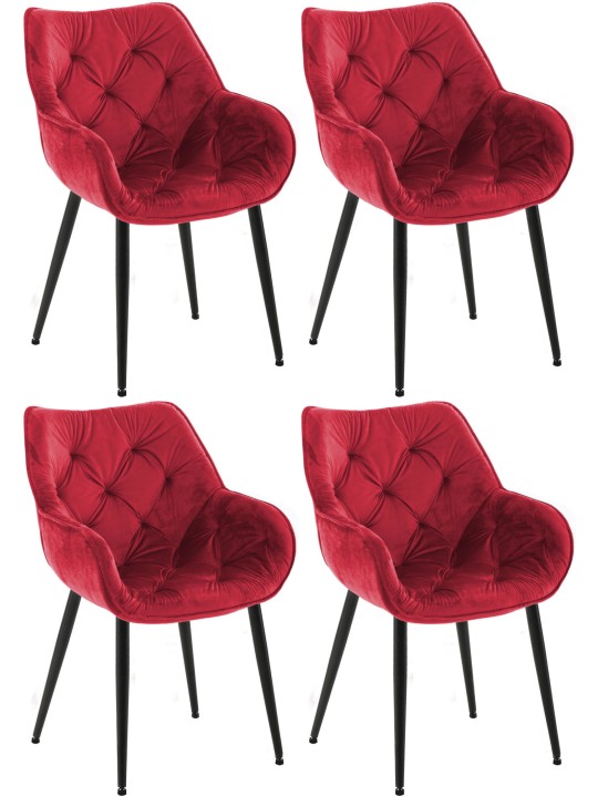 Lot de 4 chaises Tanna velours, rouge Lot de 4 chaises Tanna velours, rouge