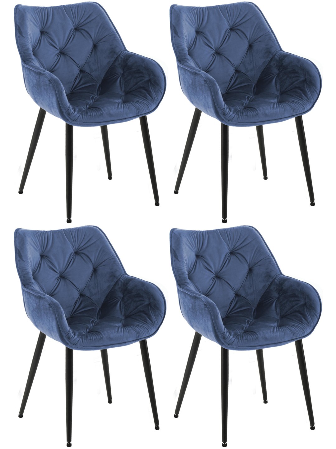 Lot de 4 chaises Tanna velours, bleu