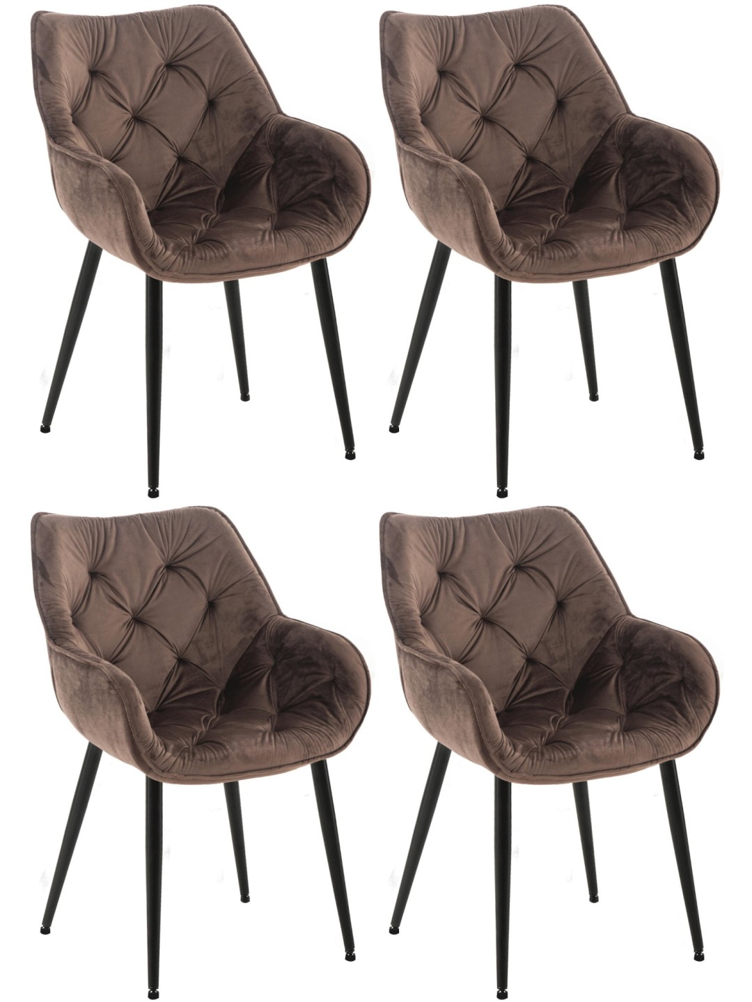 Lot de 4 chaises Tanna velours, brun