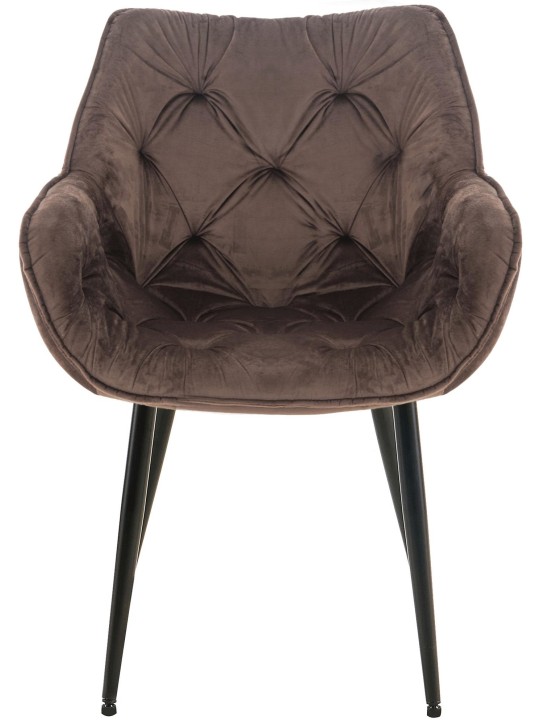 Lot de 4 chaises Tanna velours, brun