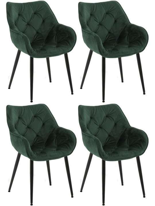 Lot de 4 chaises Tanna velours, vert Lot de 4 chaises Tanna velours, vert