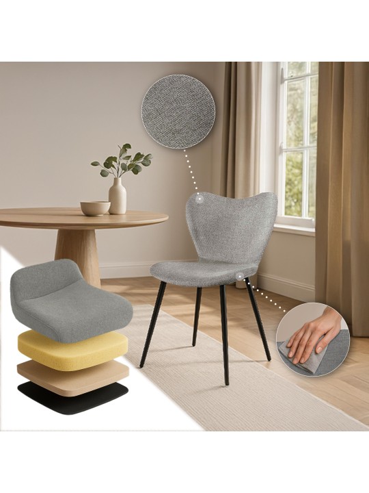 Chaise de salle à manger Maika tissu, gris