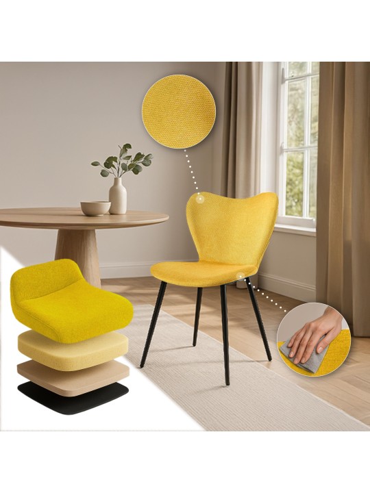 Chaise de salle à manger Maika tissu, jaune Chaise de salle à manger Maika tissu, jaune
