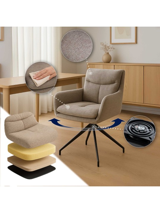 Lot de 2 chaises de salle à manger tissu Somers, taupe