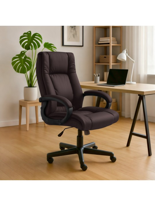 Chaise de bureau XL Sparta simili cuir, brun
