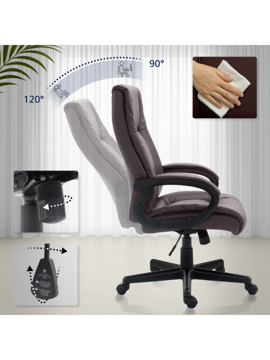 Chaise de bureau XL Sparta simili cuir, brun