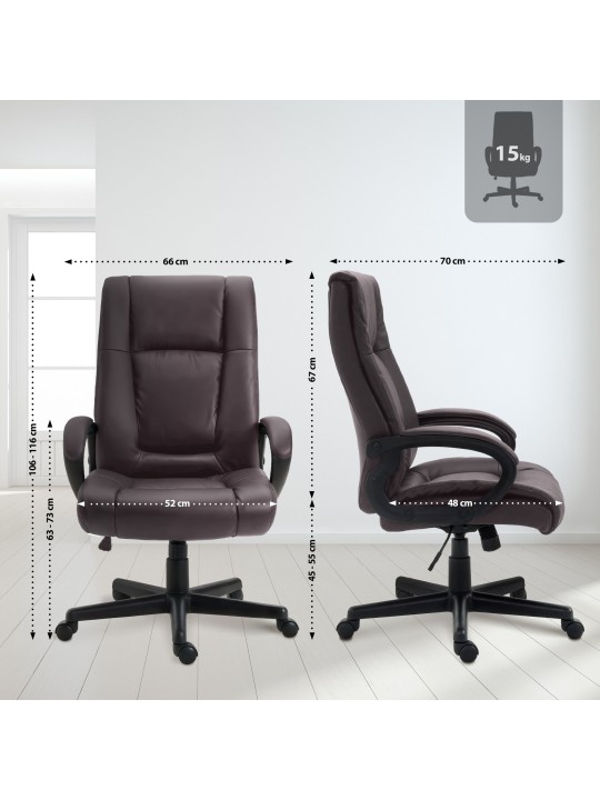 Chaise de bureau XL Sparta simili cuir, brun