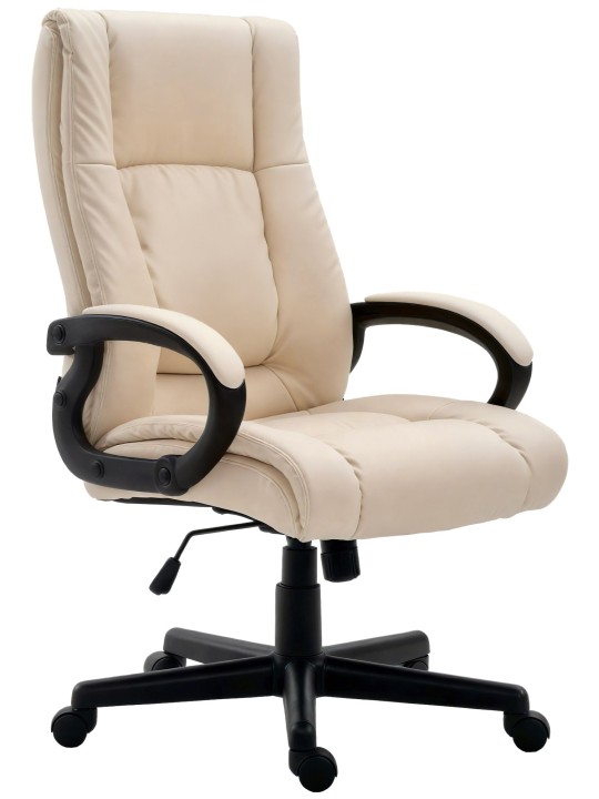 Chaise de bureau XL Sparta simili cuir, crème