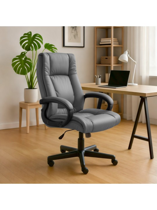 Chaise de bureau XL Sparta simili cuir, gris