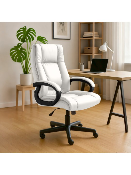 Chaise de bureau XL Sparta simili cuir, blanc