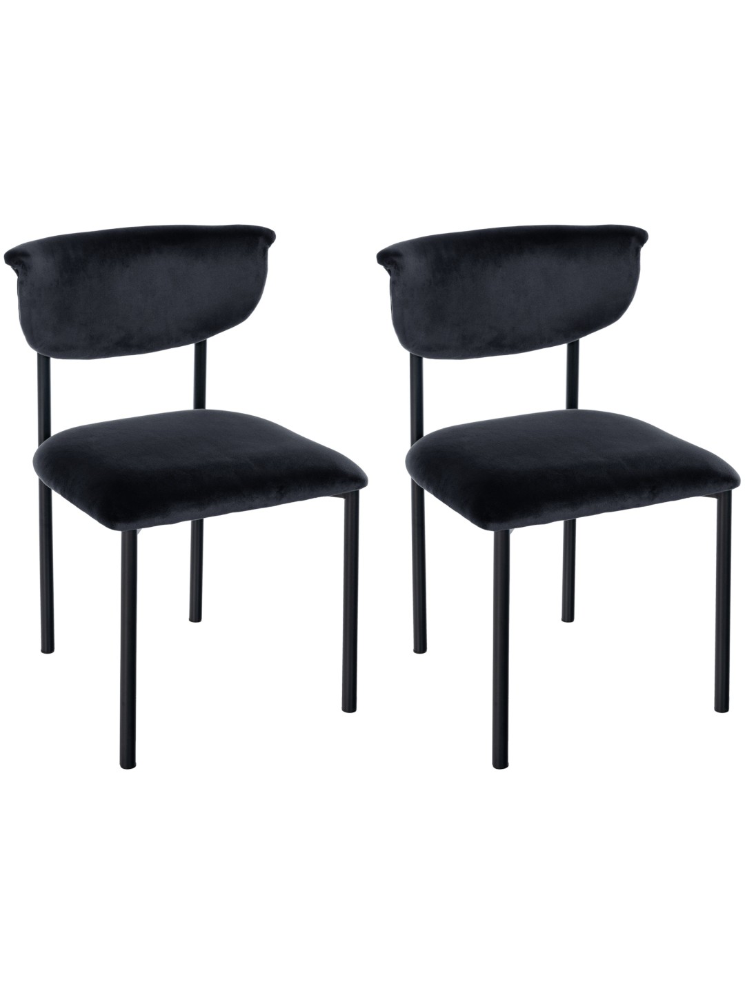 Lot de 2 chaises visiteurs Gambell velours, noir