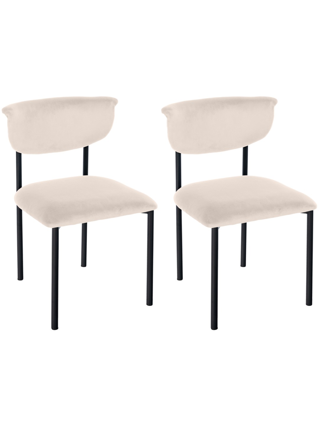 Lot de 2 chaises visiteurs Gambell velours, crème
