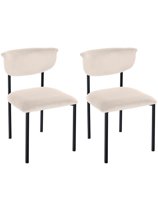 Lot de 2 chaises visiteurs Gambell velours, crème