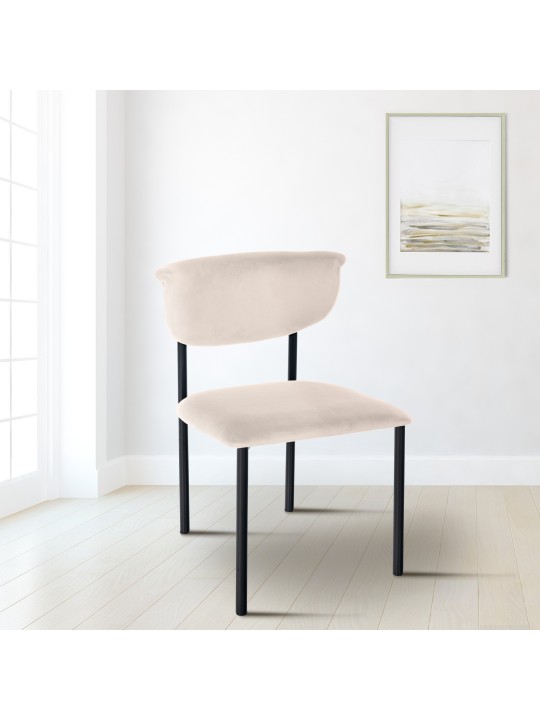 Lot de 2 chaises visiteurs Gambell velours, crème