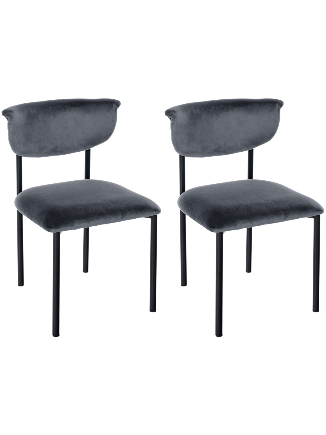 Lot de 2 chaises visiteurs Gambell velours, gris foncé