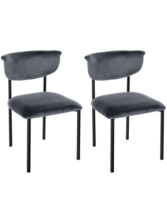 Lot de 2 chaises visiteurs Gambell velours, gris foncé
