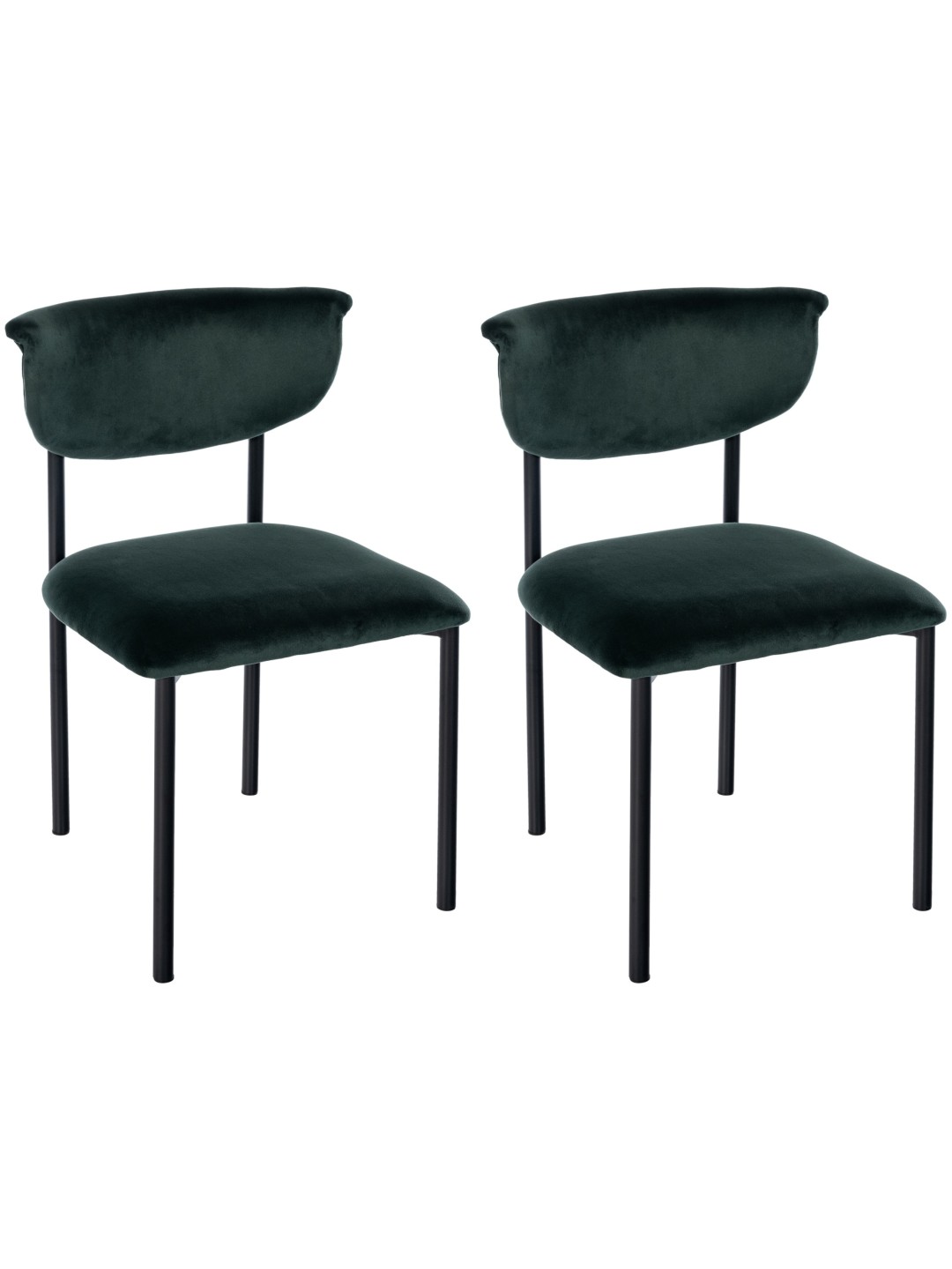 Lot de 2 chaises visiteurs Gambell velours, vert foncé