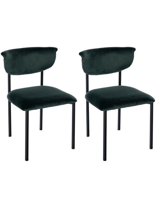 Lot de 2 chaises visiteurs Gambell velours, vert foncé