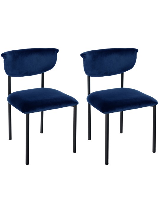 Lot de 2 chaises visiteurs Gambell velours, bleu foncé
