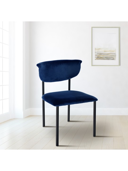 Lot de 2 chaises visiteurs Gambell velours, bleu foncé