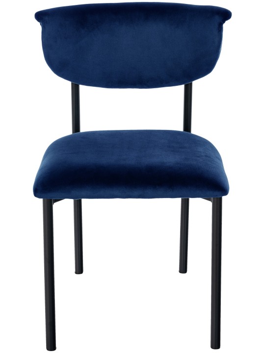 Lot de 2 chaises visiteurs Gambell velours, bleu foncé
