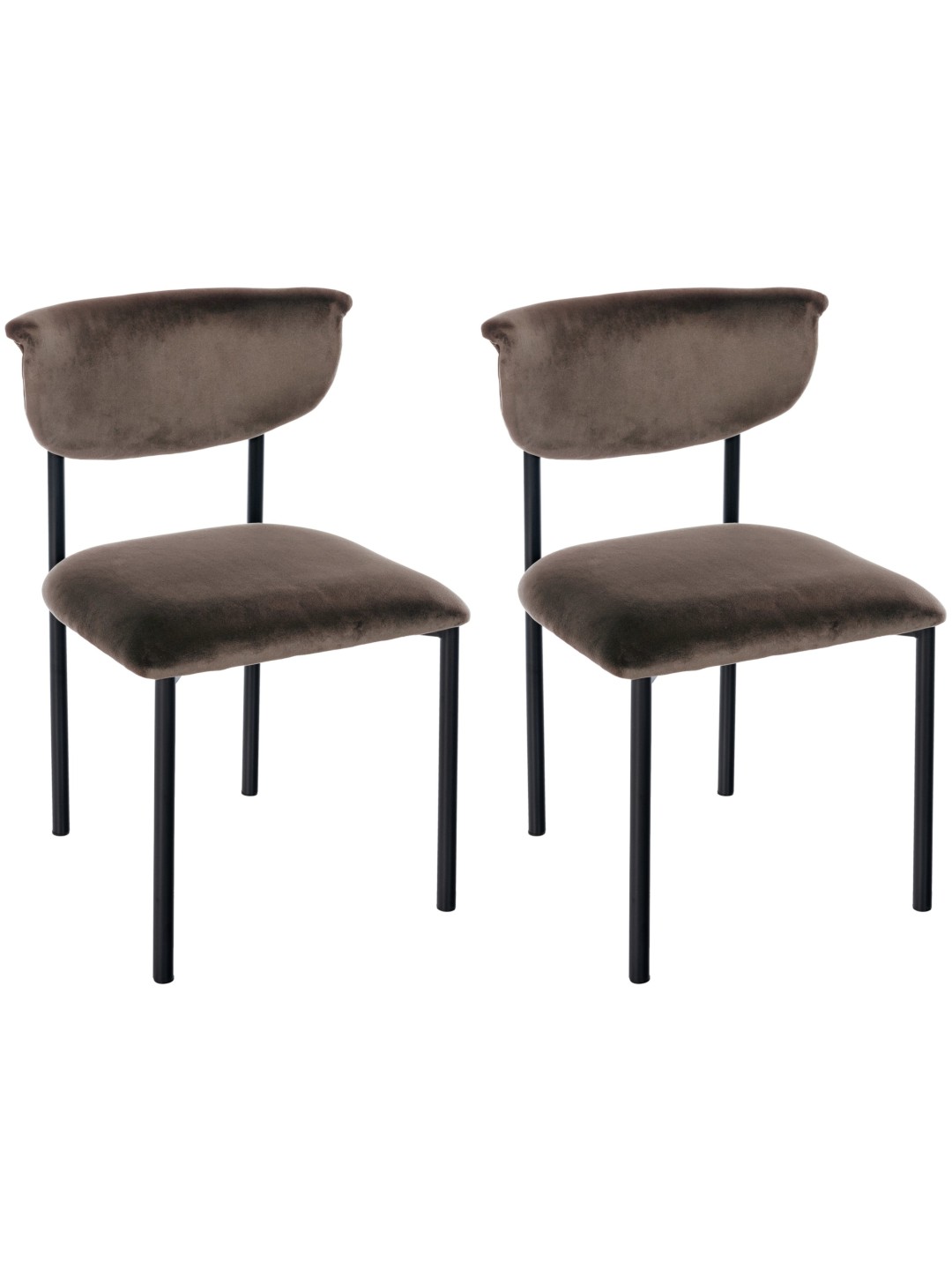 Lot de 2 chaises visiteurs Gambell velours, brun