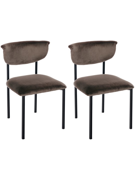 Lot de 2 chaises visiteurs Gambell velours, brun