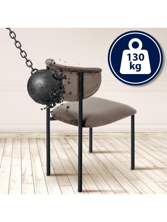 Lot de 2 chaises visiteurs Gambell velours, brun