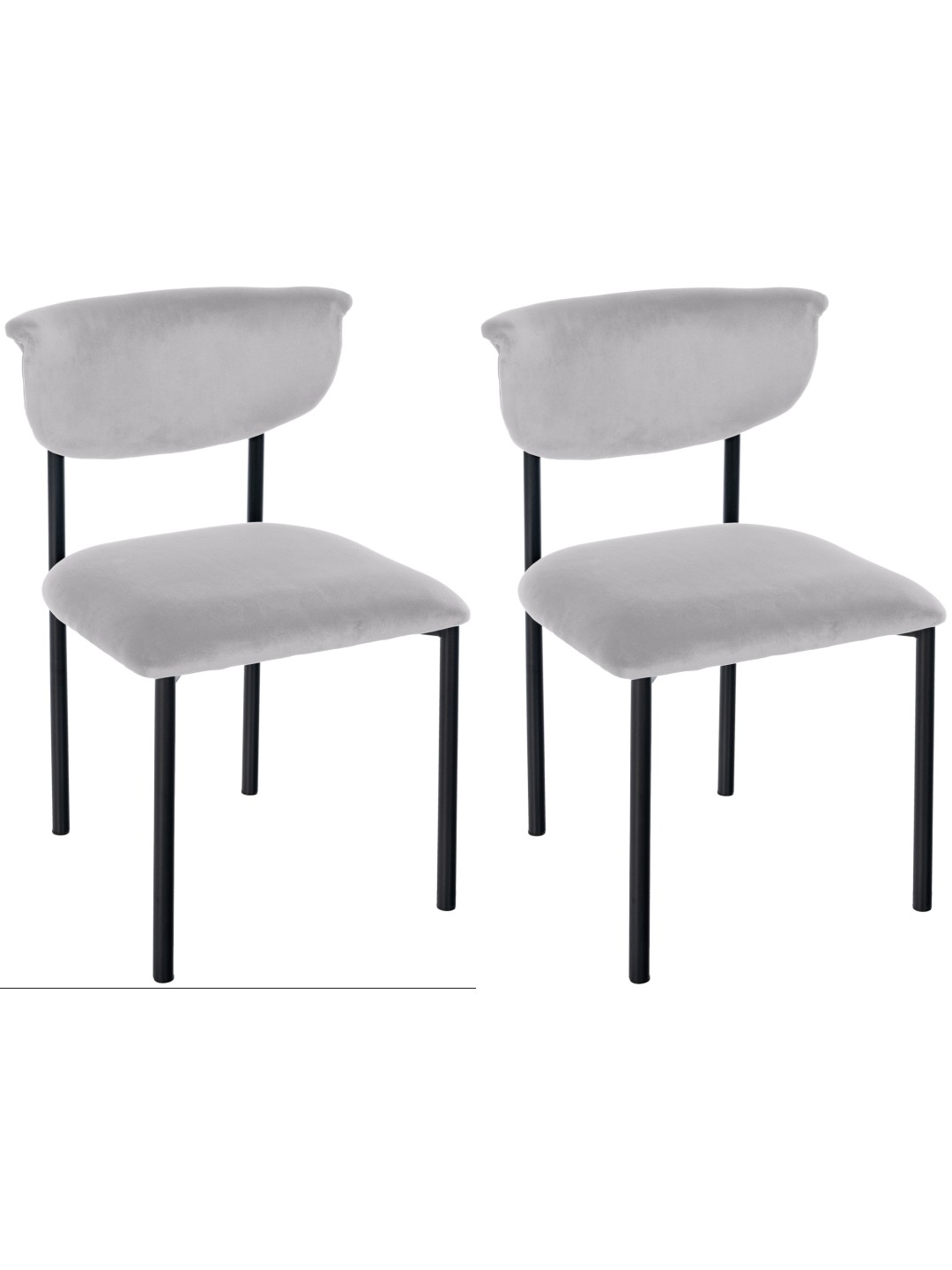 Lot de 2 chaises visiteurs Gambell velours, gris