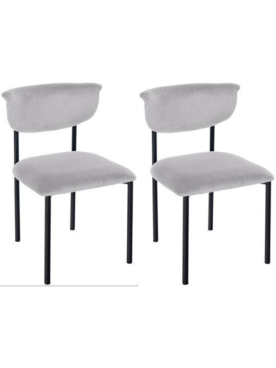 Lot de 2 chaises visiteurs Gambell velours, gris Lot de 2 chaises visiteurs Gambell velours, gris