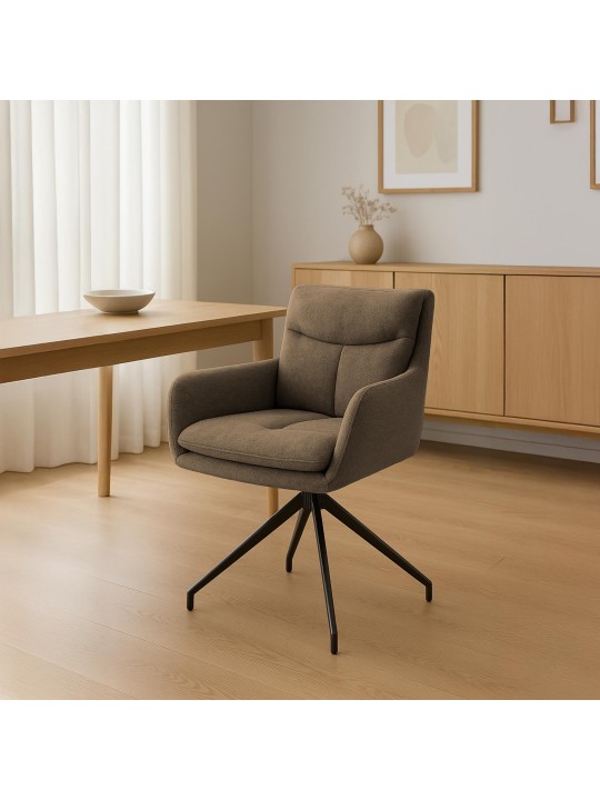 Chaise de salle à manger tissu Somers, brun