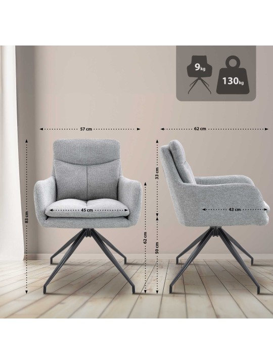 Chaise de salle à manger tissu Somers, gris clair Chaise de salle à manger tissu Somers, gris clair