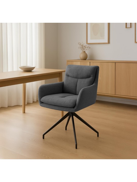 Chaise de salle à manger tissu Somers, gris foncé
