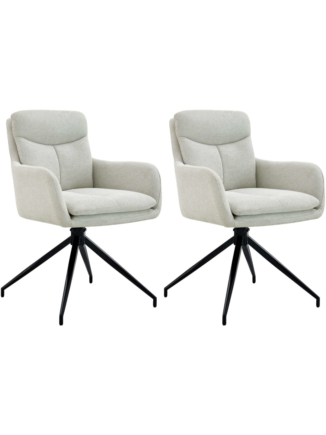 Lot de 2 chaises de salle à manger tissu Somers, crème