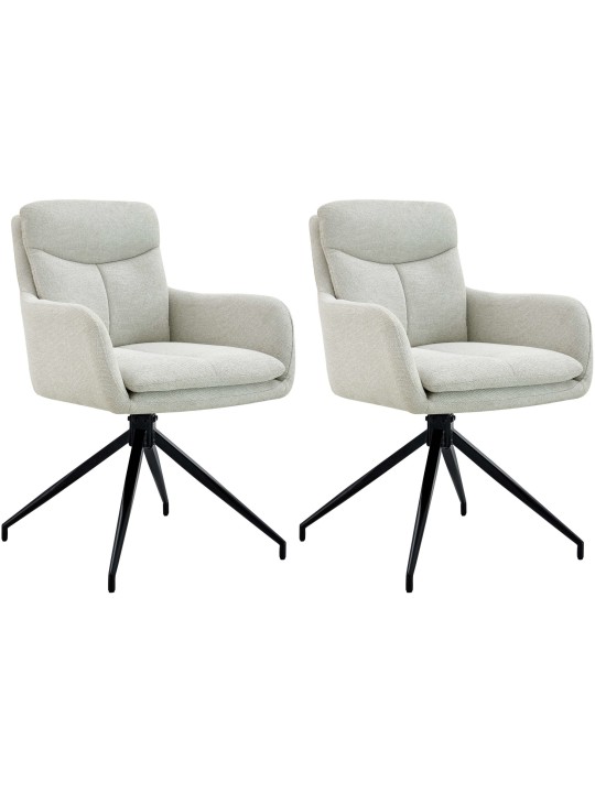 Lot de 2 chaises de salle à manger tissu Somers, crème