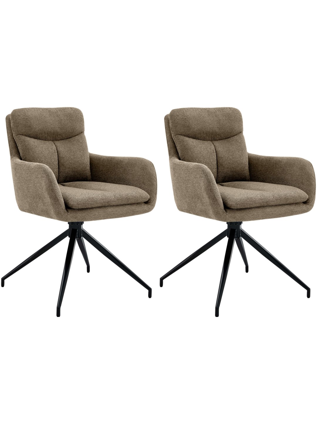 Lot de 2 chaises de salle à manger tissu Somers, brun