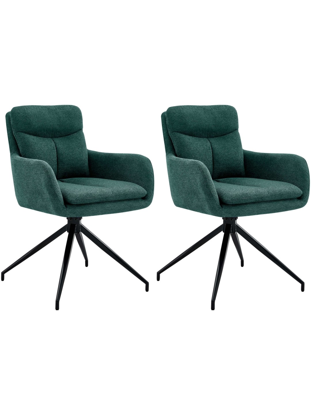 Lot de 2 chaises de salle à manger tissu Somers, vert