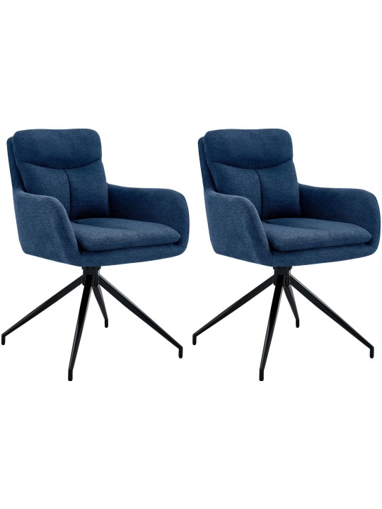 Lot de 2 chaises de salle à manger tissu Somers, bleu