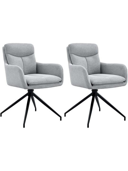 Lot de 2 chaises de salle à manger tissu Somers, gris clair