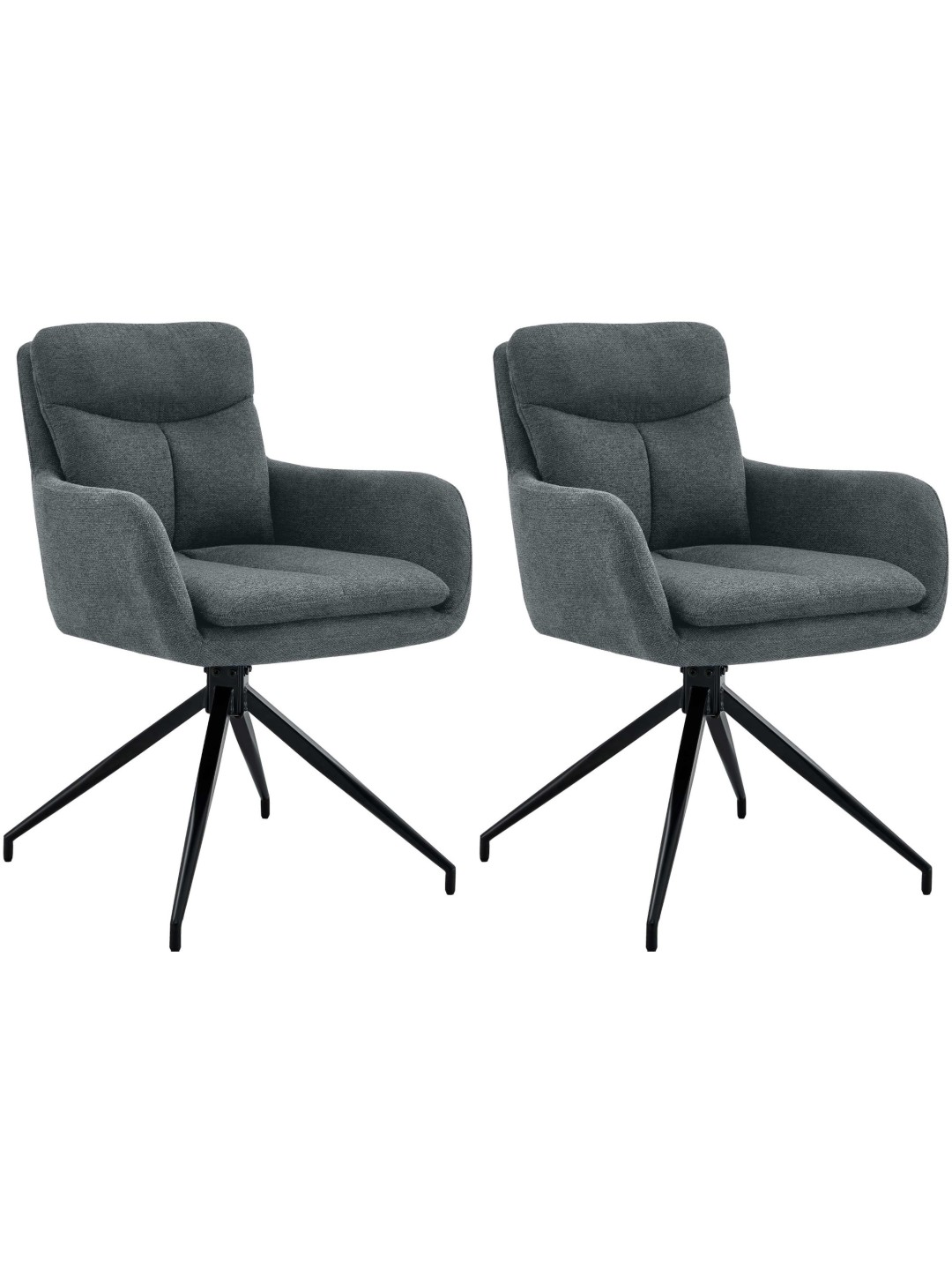 Lot de 2 chaises de salle à manger tissu Somers, gris foncé